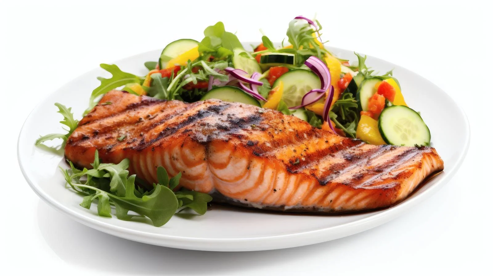 Delicious Grilled Salmon with Fresh Vegetable Salad — free download from Dotvec