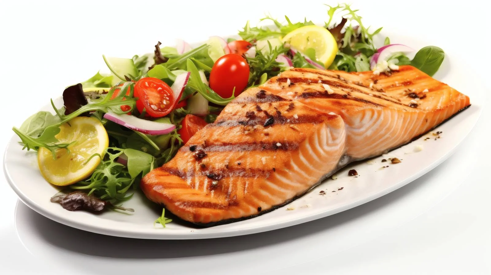 Delicious Grilled Salmon Fillet with Fresh Salad — free download from Dotvec
