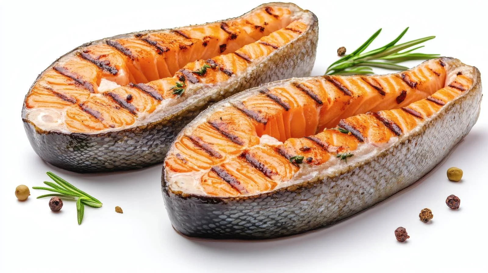 Juicy Grilled Salmon Fillet on White — free download from Dotvec