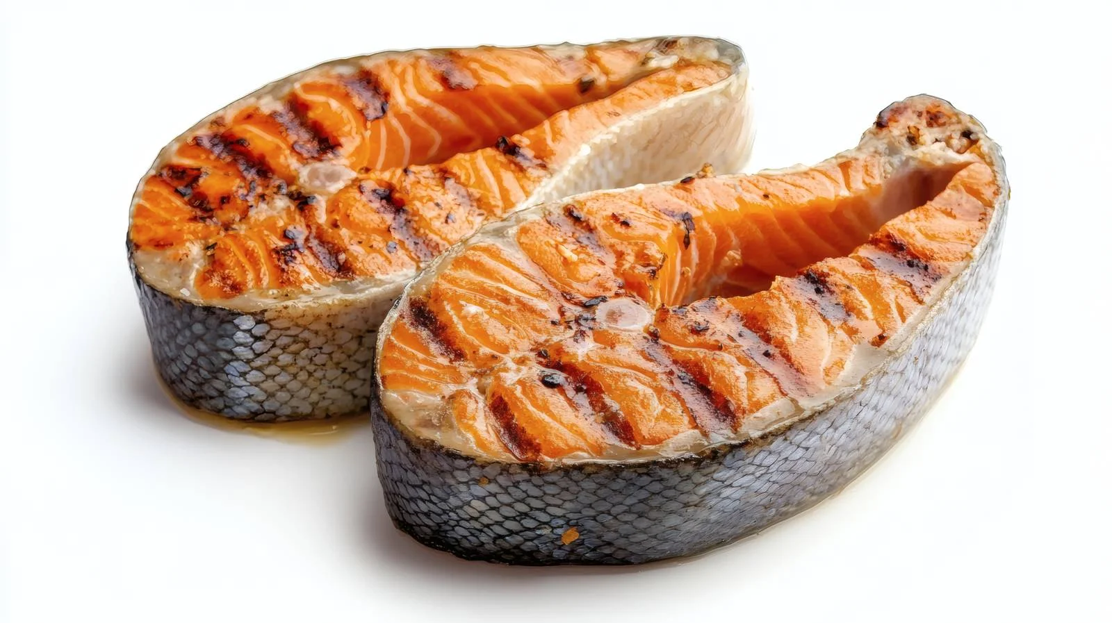 Succulent Grilled Salmon Steak on White — free download from Dotvec
