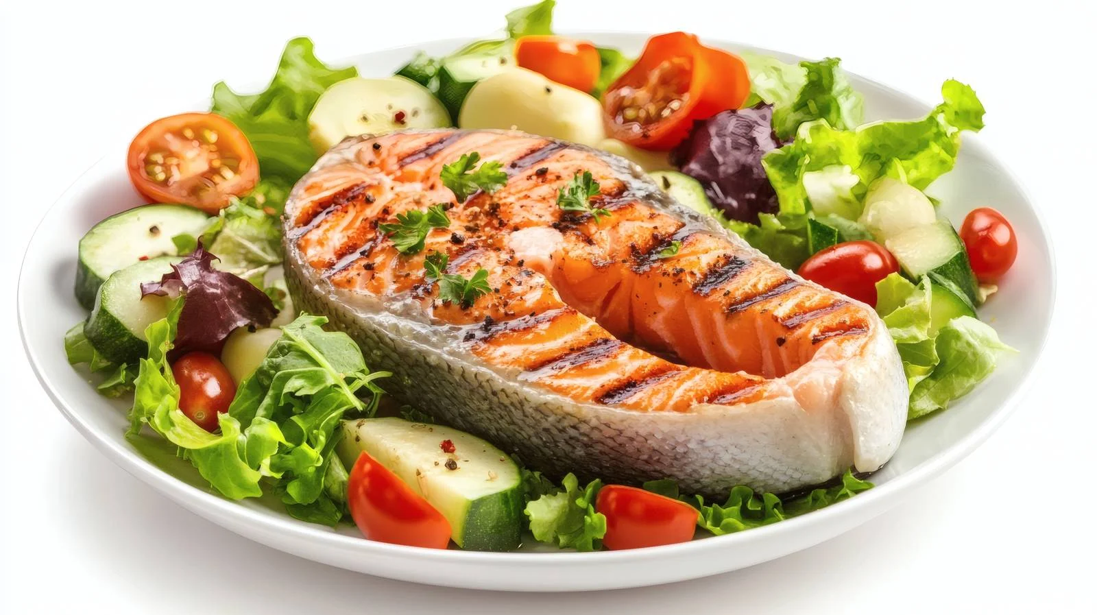 Succulent Grilled Salmon with Fresh Garden Salad — free download from Dotvec