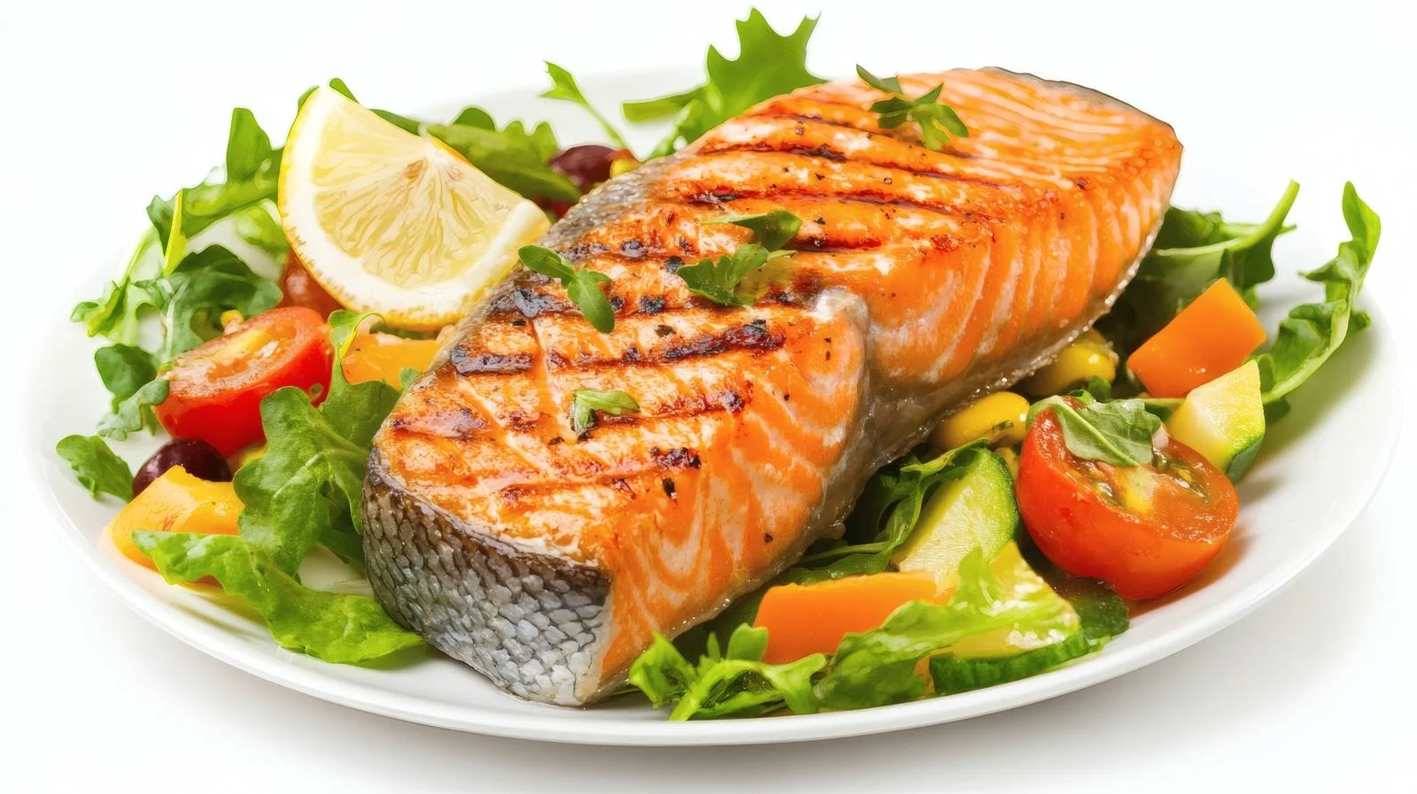 Succulent Grilled Salmon with Fresh Vegetable Salad — free download from Dotvec