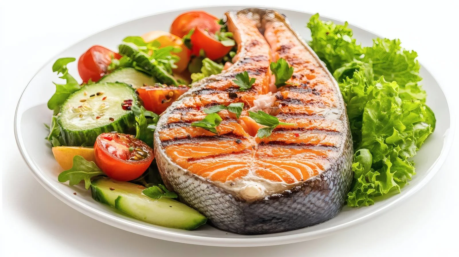 Succulent Grilled Salmon on Vegetable Salad — free download from Dotvec