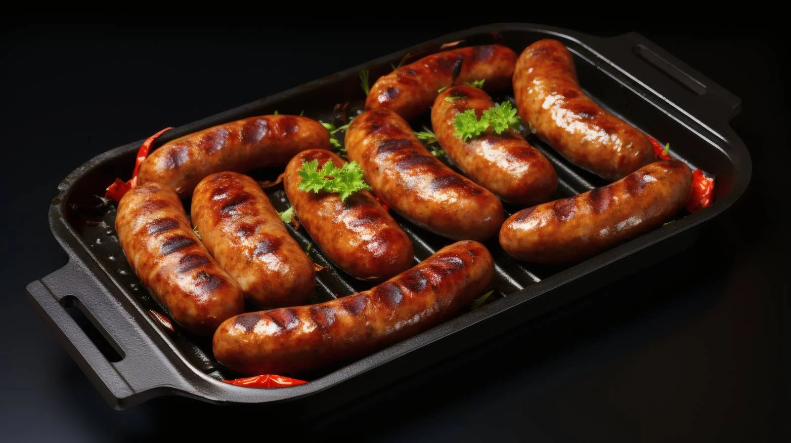 Sizzling Grilled Sausages on Cast Iron Pan — free download from Dotvec