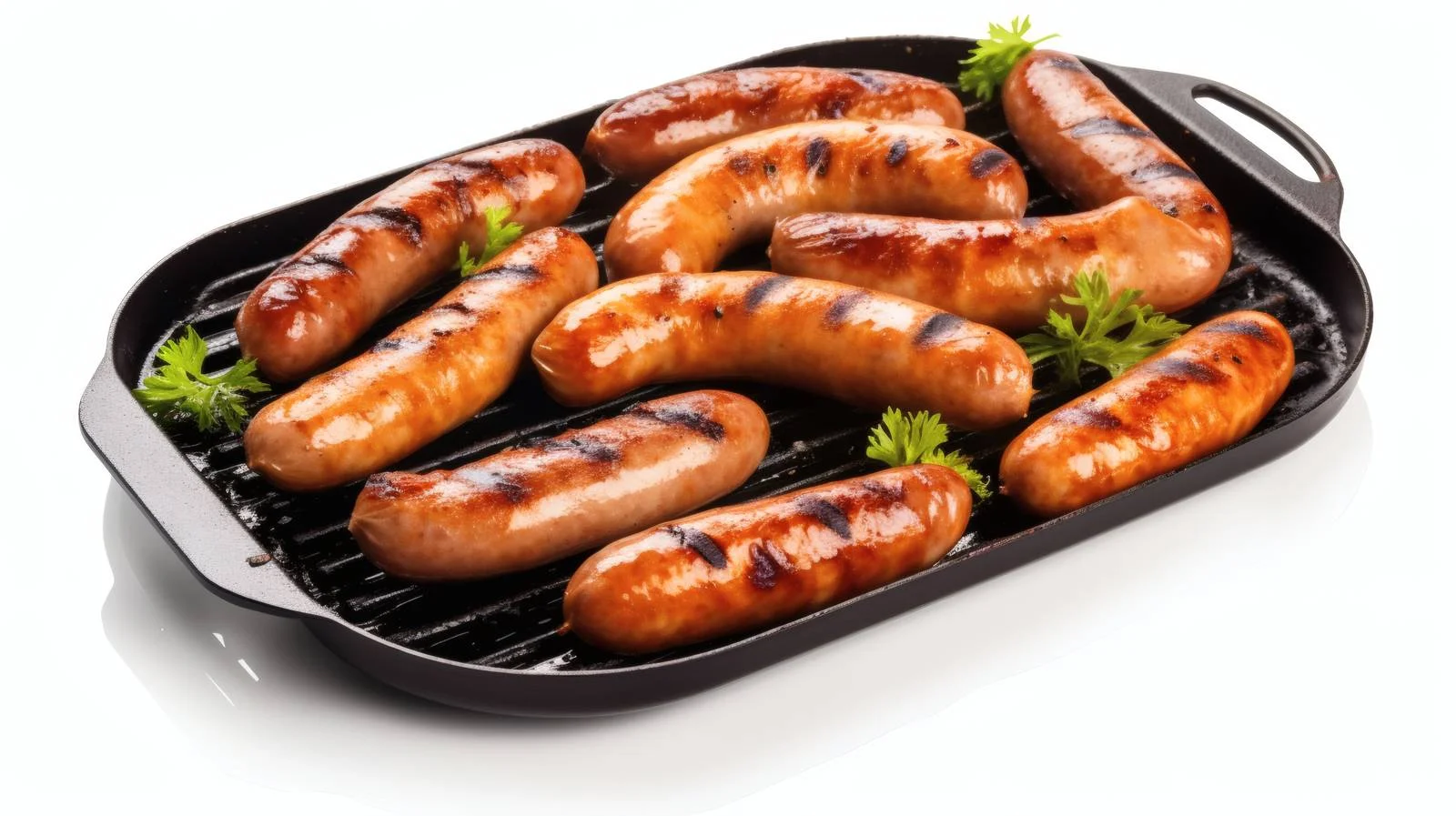 Sizzling Grilled Sausages on Cast Iron — free download from Dotvec