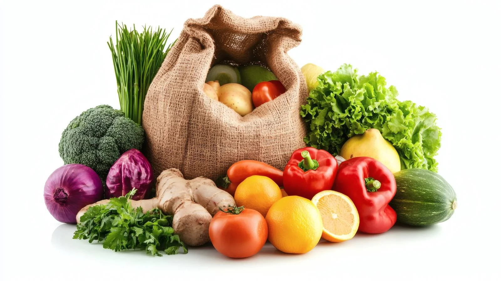 Wellness Food Shopping on White Background — free download from Dotvec