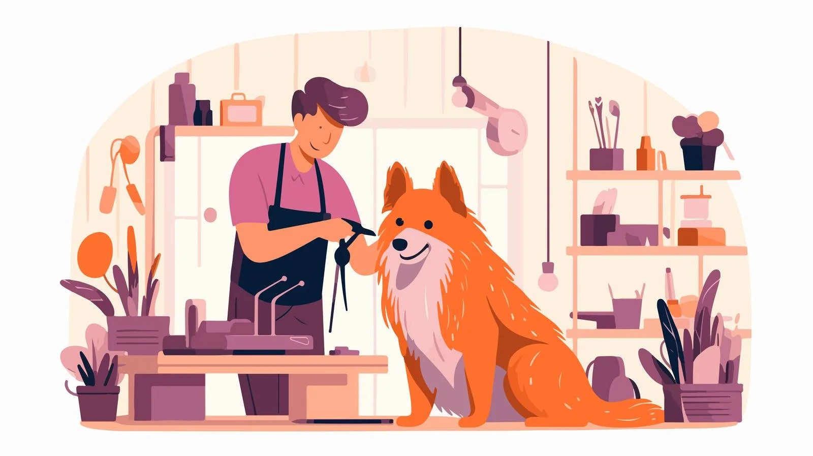 Professional Dog Groomer Styling Pet Haircut — free download from Dotvec