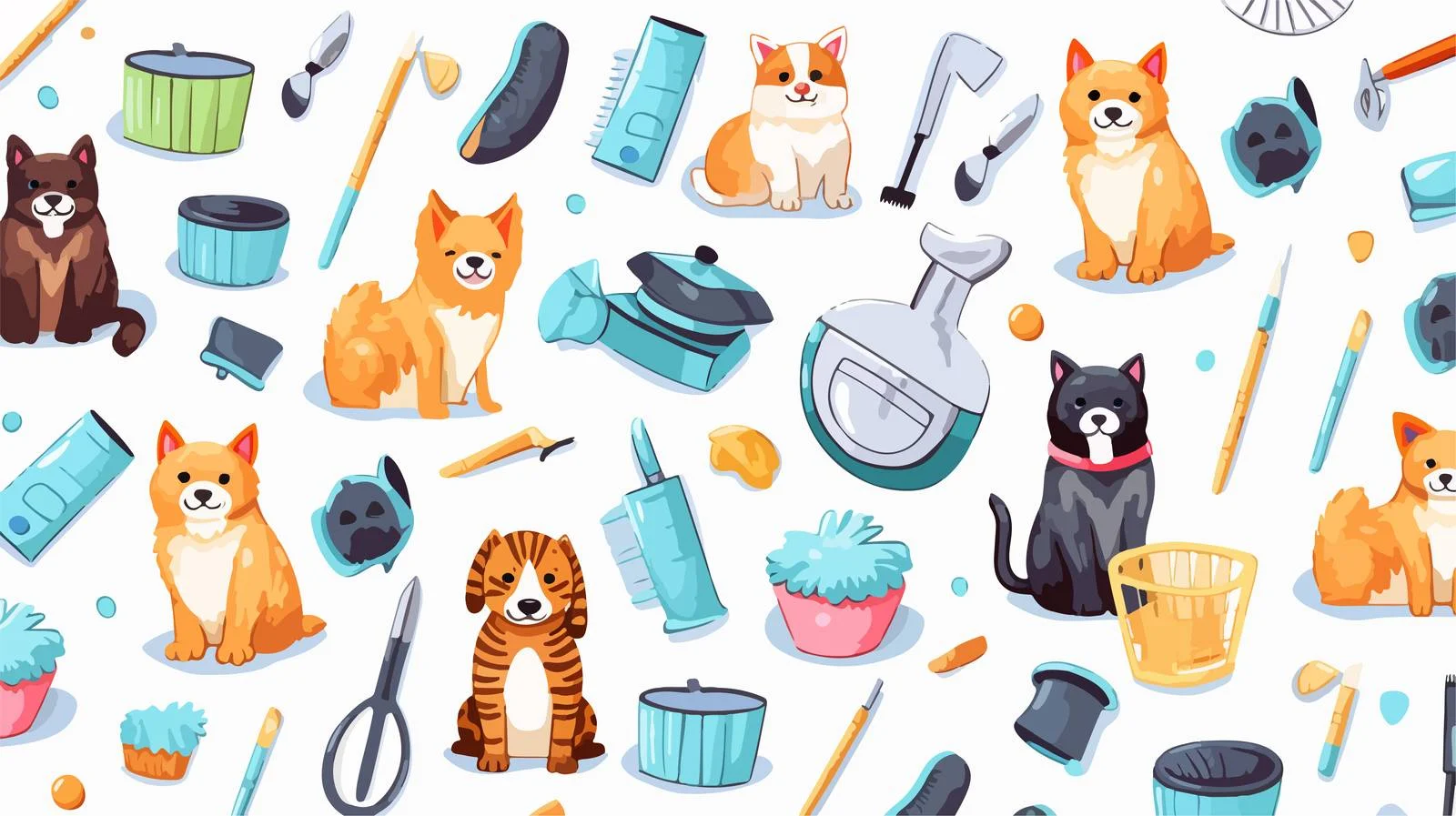 Pet Care Salon Grooming Tools Pattern — free download from Dotvec