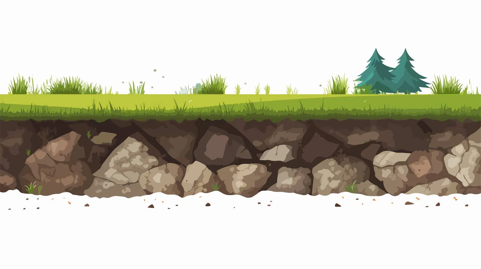 Earth cross section: Stones, grass, soil layers — free download from Dotvec