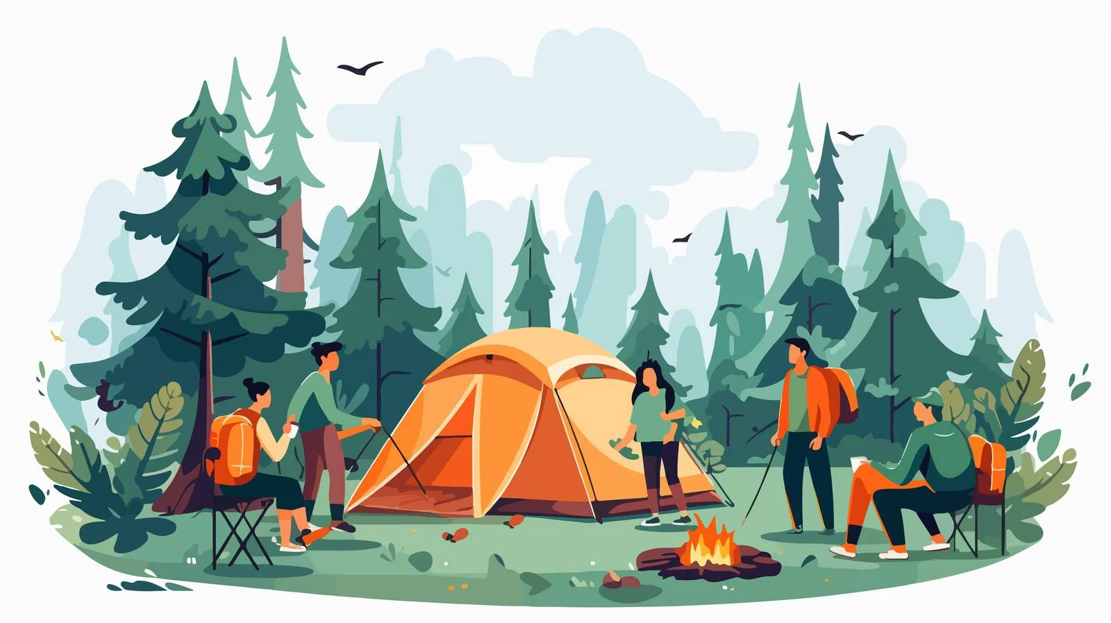 Outdoor Adventure: Group Enjoying Camping Together — free download from Dotvec