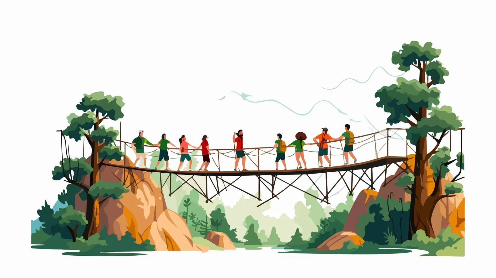 Exploring Nature: Tourists Walking with Backpacks — free download from Dotvec