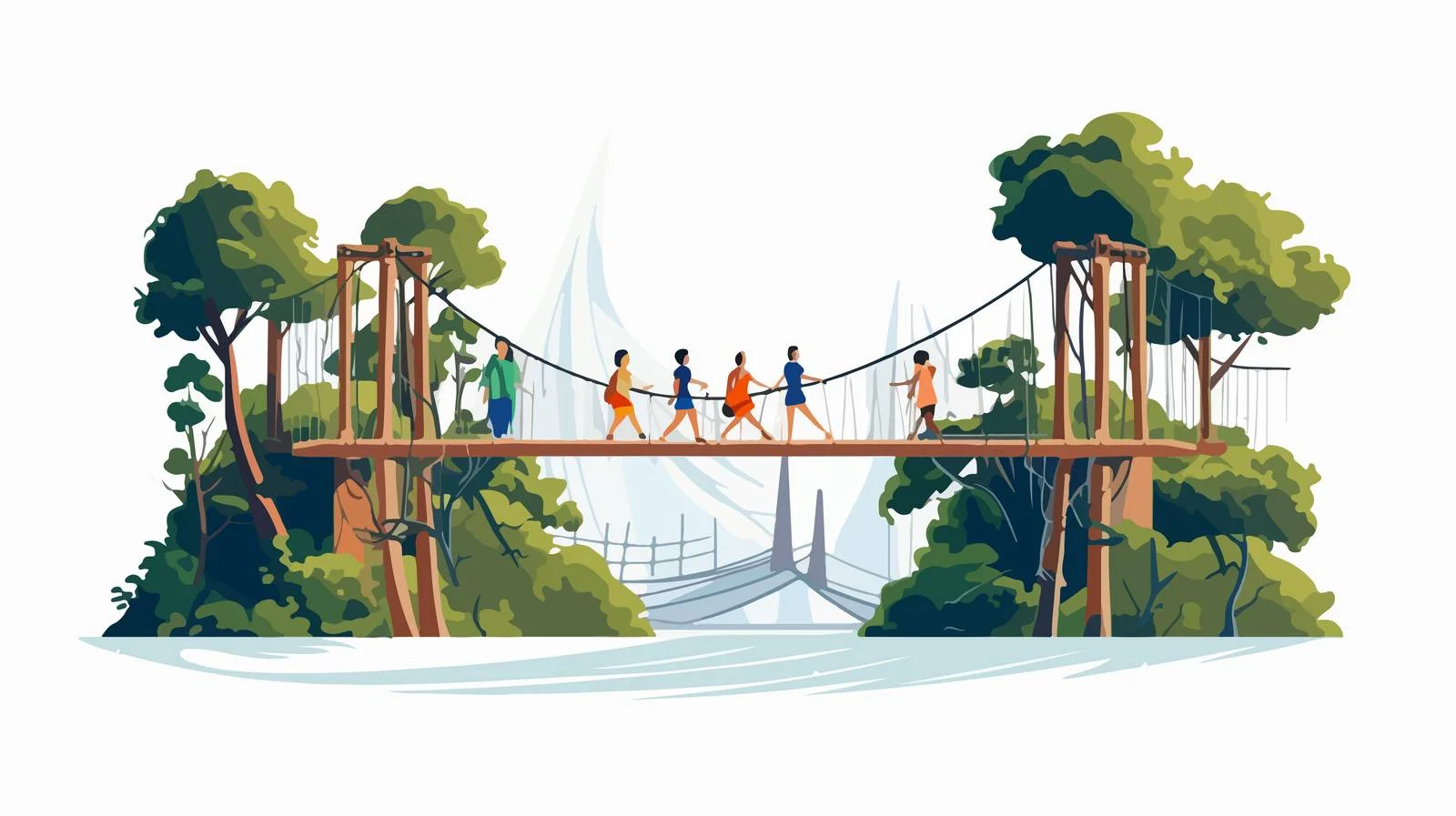 Exploring tourists with backpacks hike together — free download from Dotvec