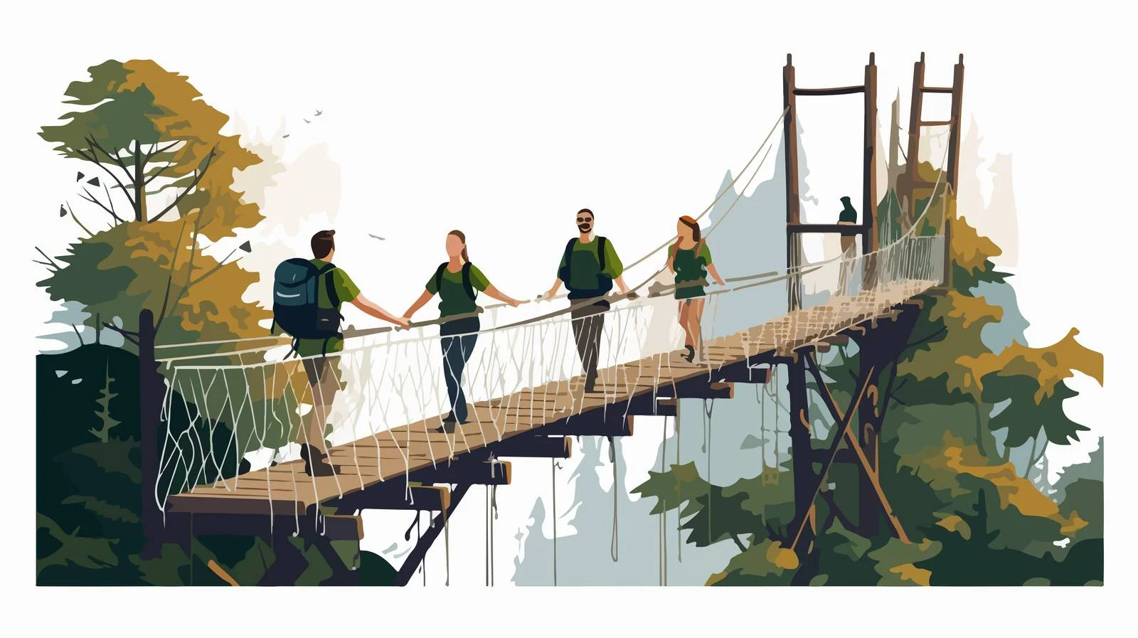 Adventure-seeking Tourists with Backpacks Trekking — free download from Dotvec