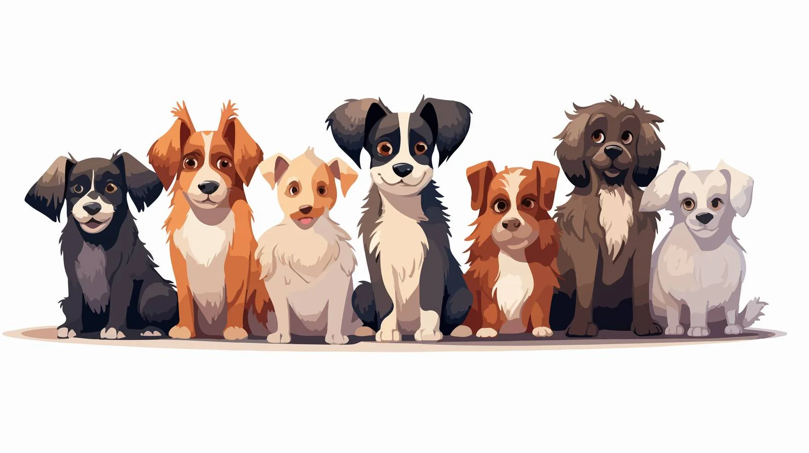 Diverse pack of charming dogs hold balls — free download from Dotvec
