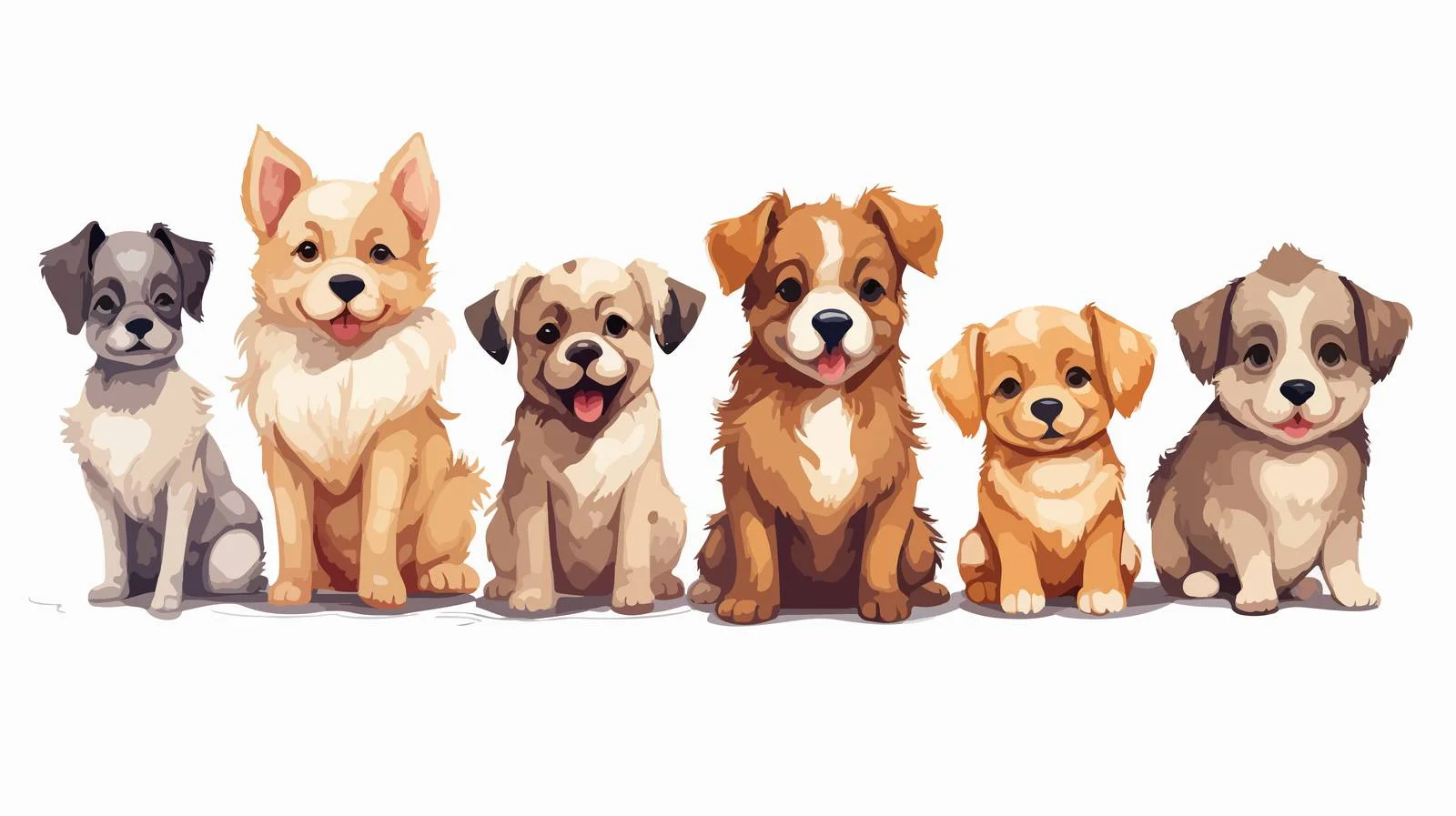 Assorted charming dogs holding object together — free download from Dotvec