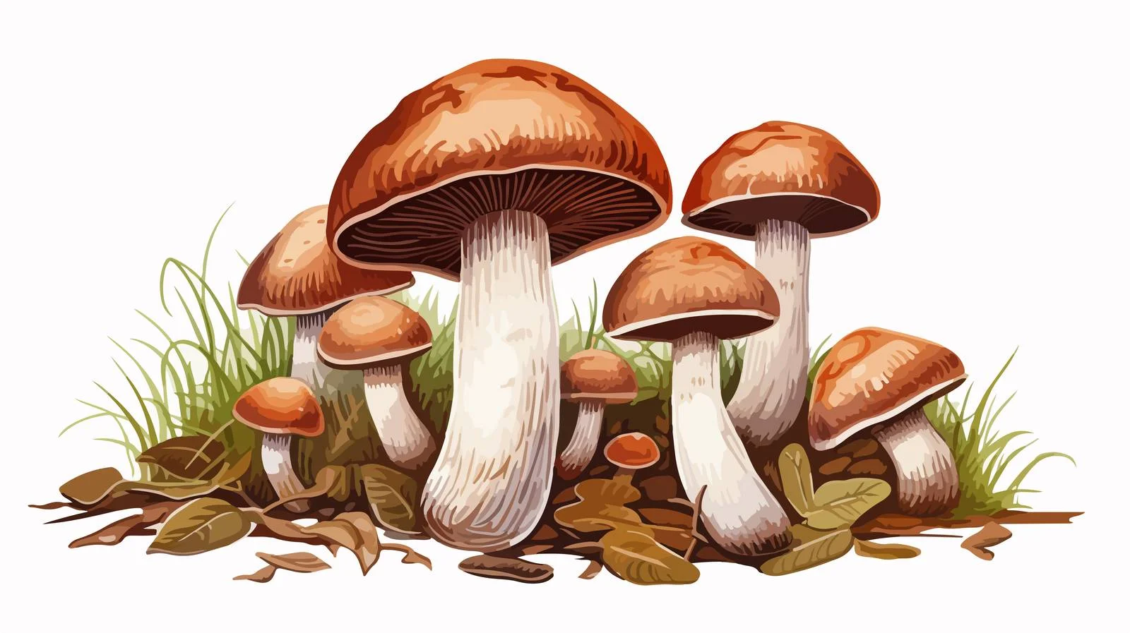 Cluster of porcini mushrooms arrangement — free download from Dotvec
