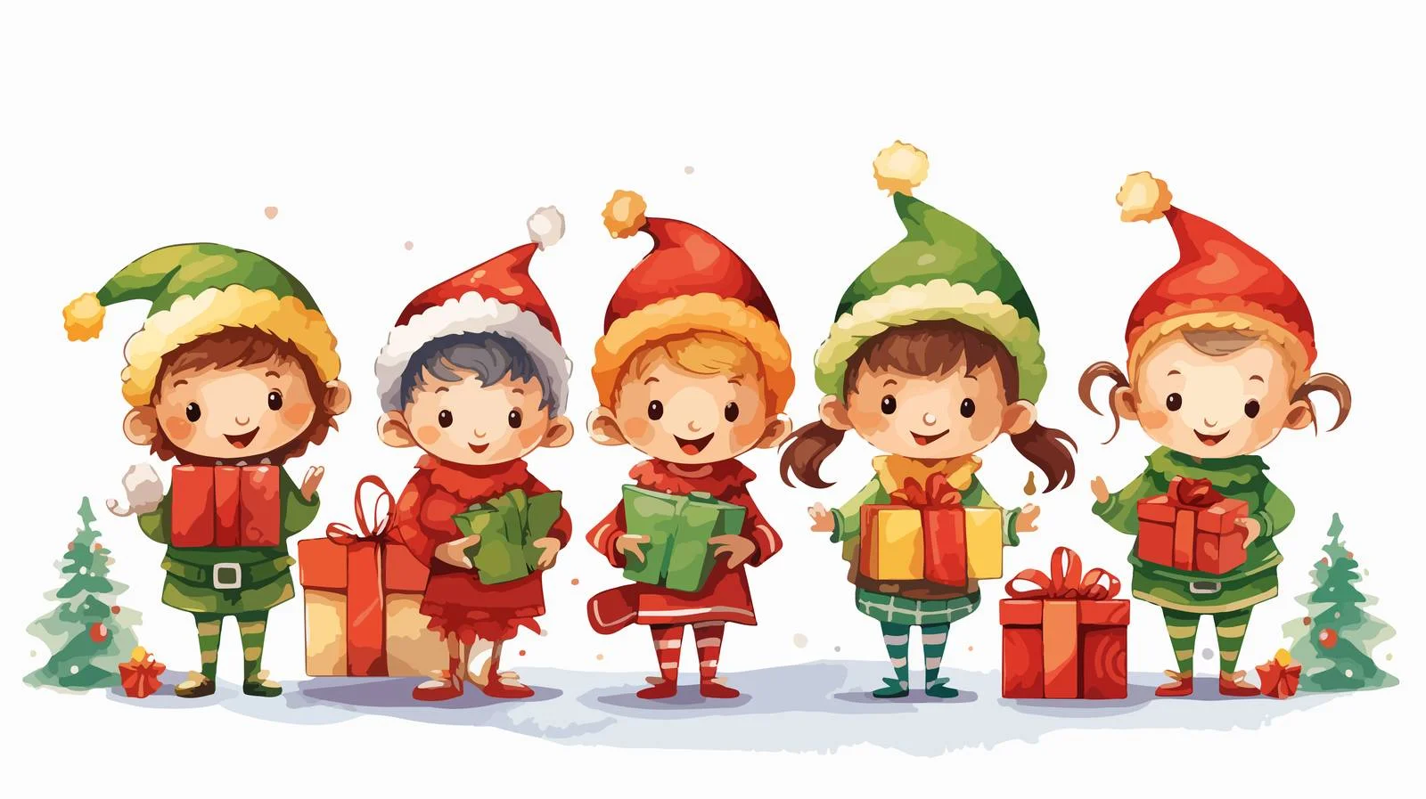 Cheerful Elves Celebrating Christmas Festivities — free download from Dotvec
