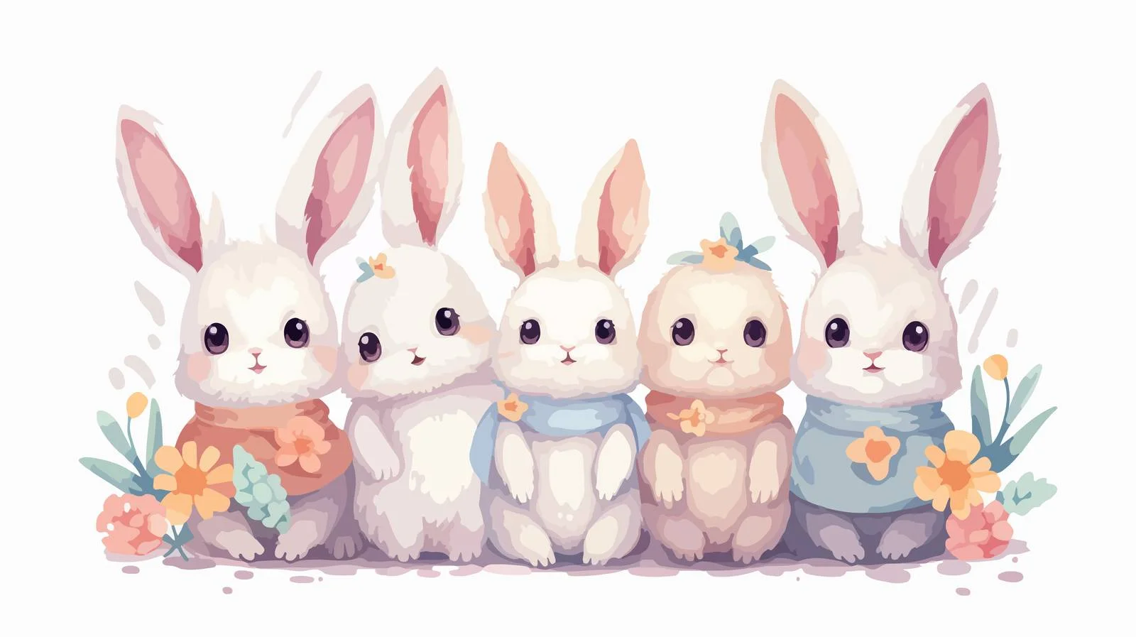 Adorable Bunnies Holding T-Shirt — free download from Dotvec