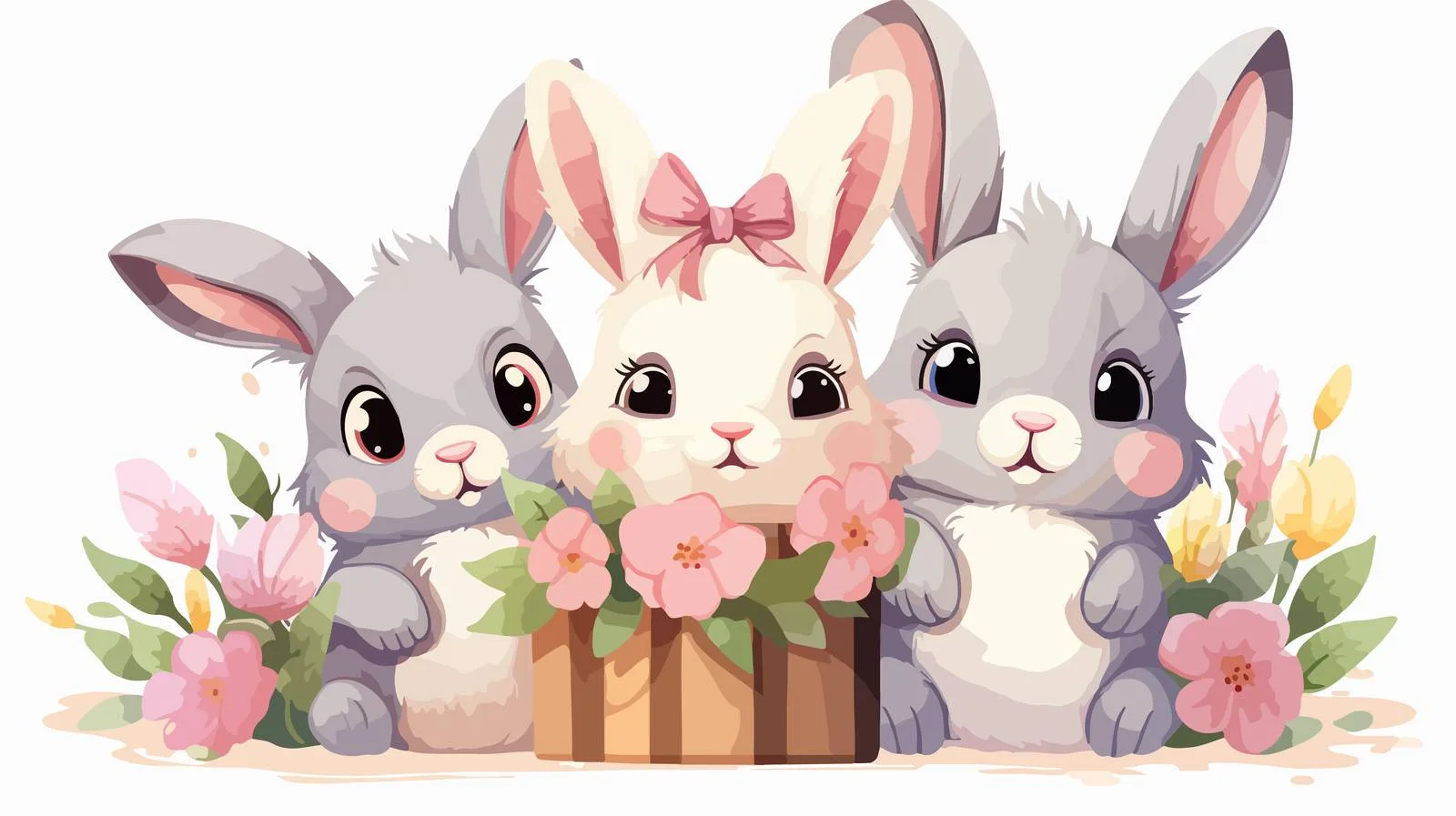 Charming Group of Playful Bunny Rabbits — free download from Dotvec