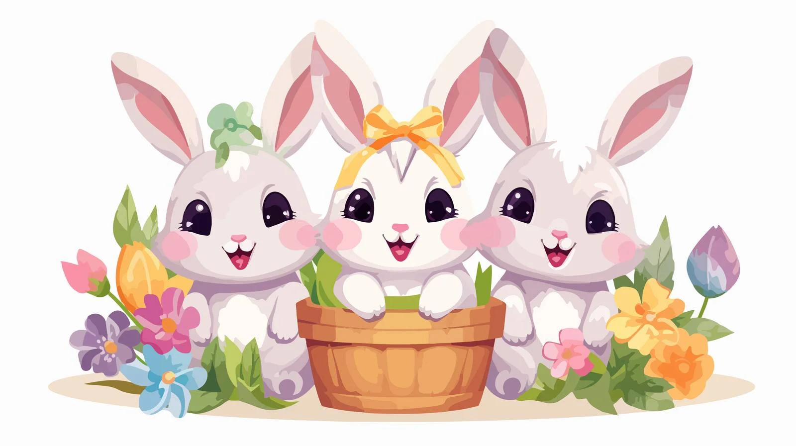 Playful Cute Rabbits Holding Carrot Toy — free download from Dotvec