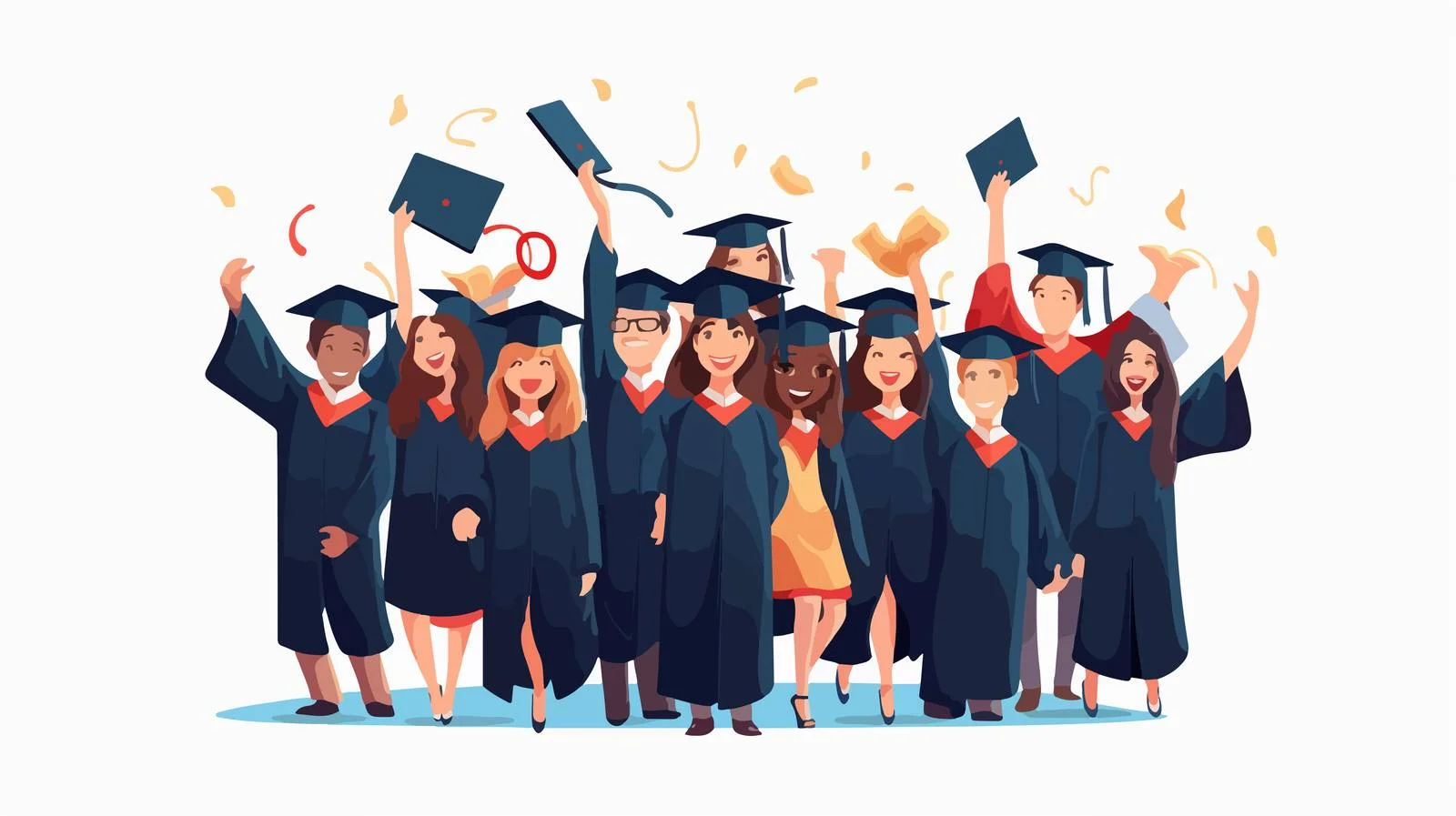 Ecstatic graduates adorned in academic attire — free download from Dotvec