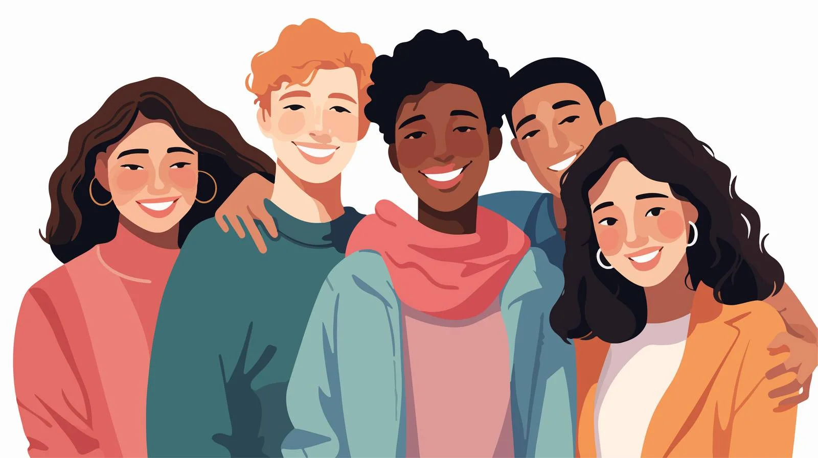 Diverse joyful young group standing together — free download from Dotvec