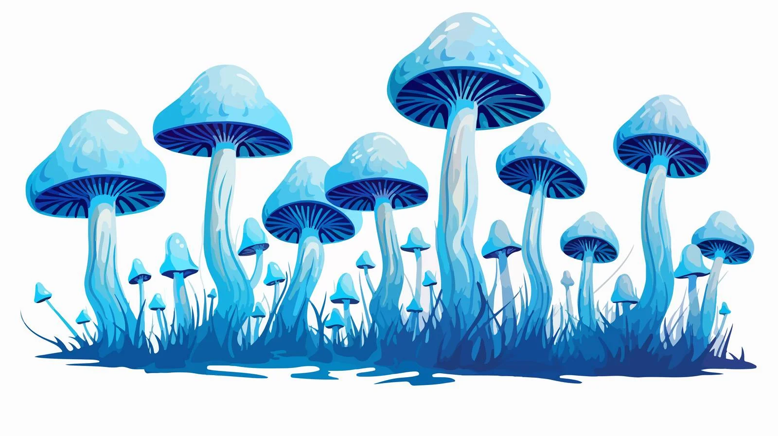 Vivid Cluster of Blue Psychedelic Mushrooms — free download from Dotvec