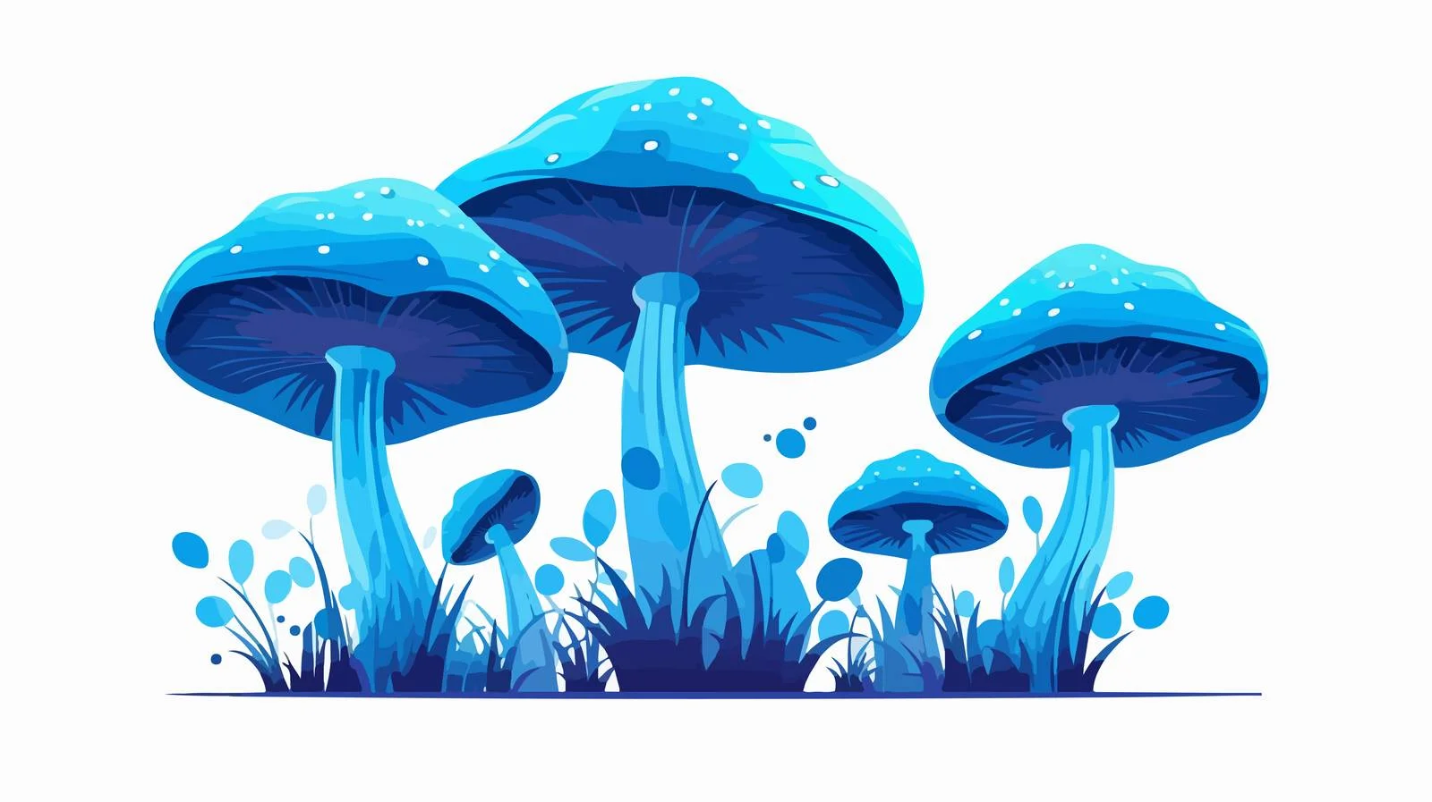 Vibrant psychedelic blue mushrooms set isolated — free download from Dotvec
