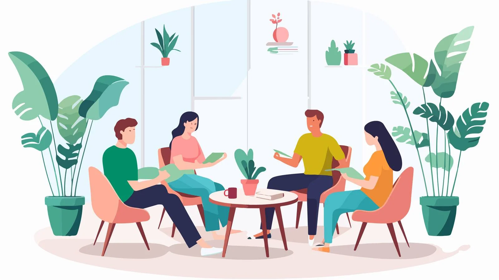 Diverse group sitting in well-designed room — free download from Dotvec