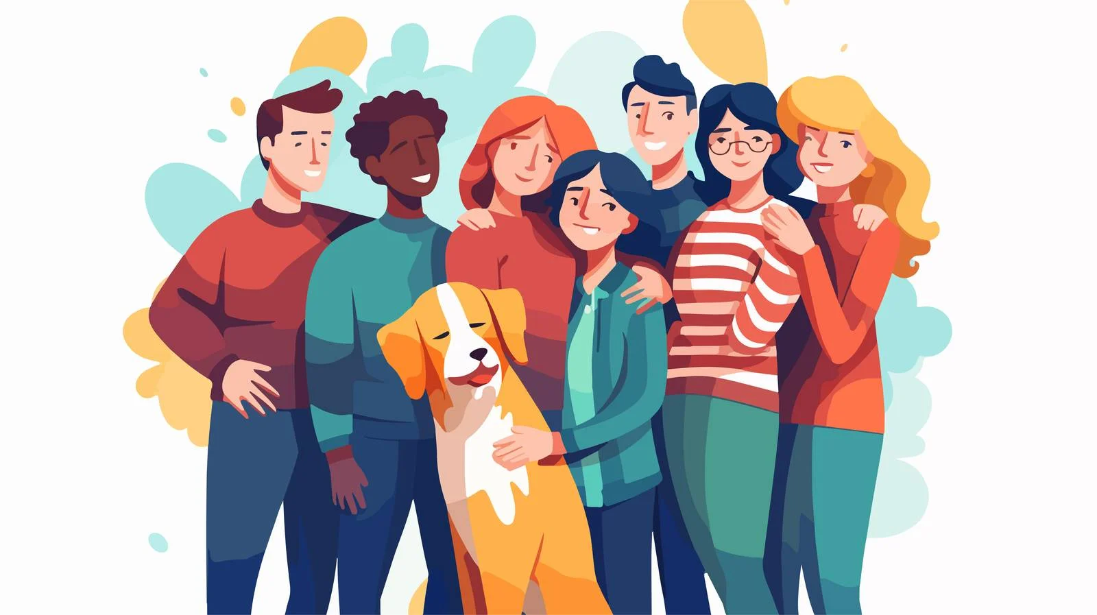 Warm Family Embrace with Pet — free download from Dotvec