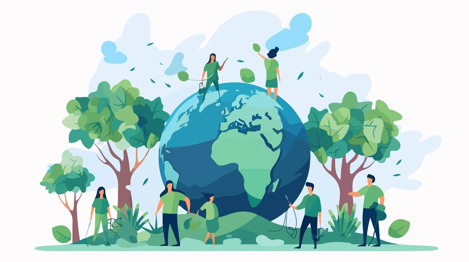 Environmental activists nurturing Earth's well-being — free download from Dotvec