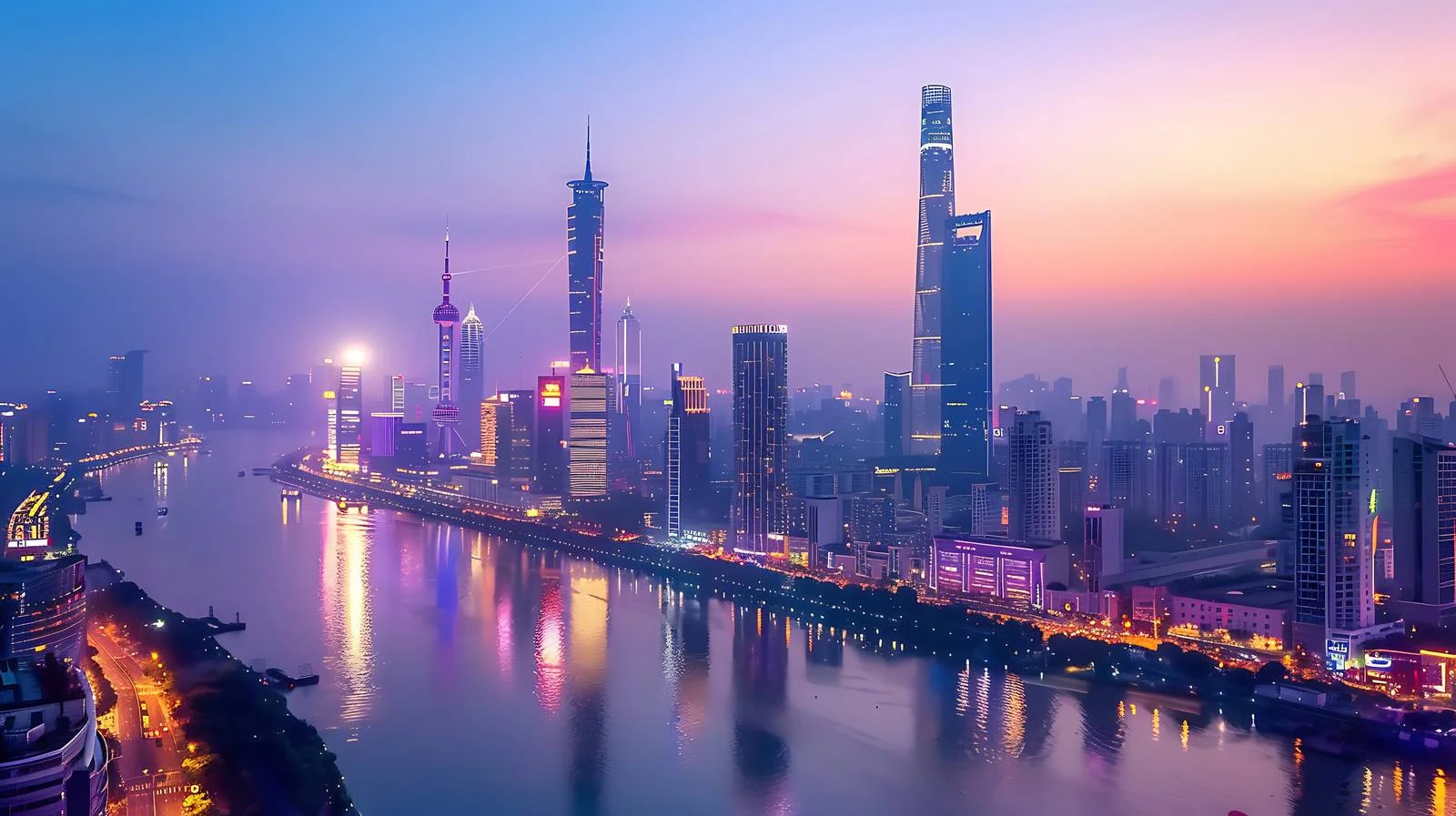 Urban Twilight in Guangzhou Cityscape — free download from Dotvec