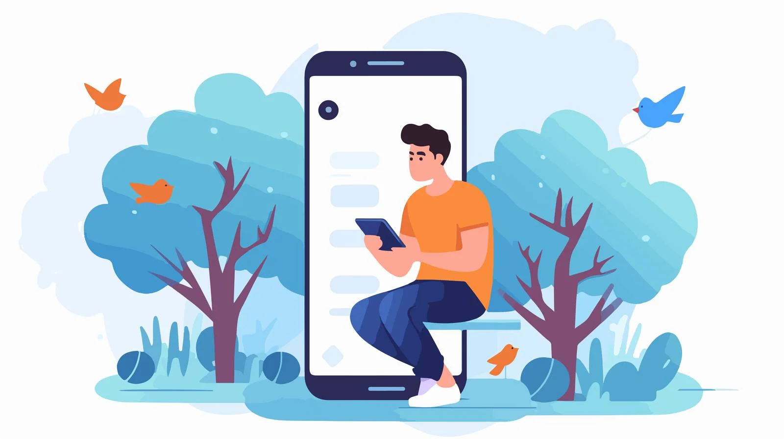 Man using mobile app for chatting — free download from Dotvec