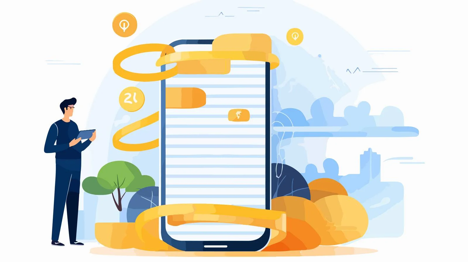 Man observing huge cellphone and vortex – free tornado image from Dotvec