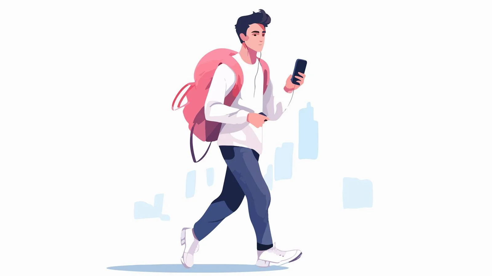 Man multitasking using smartphone while walking — free download from Dotvec