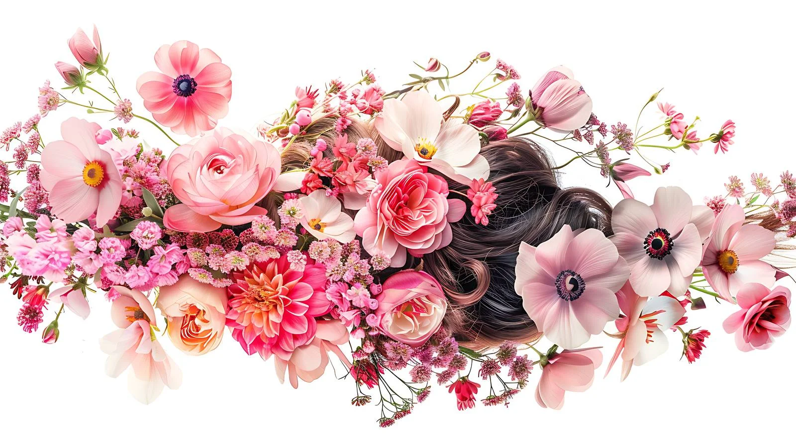 Elegant Hairdo with Isolated White Flower Bouquet — free download from Dotvec