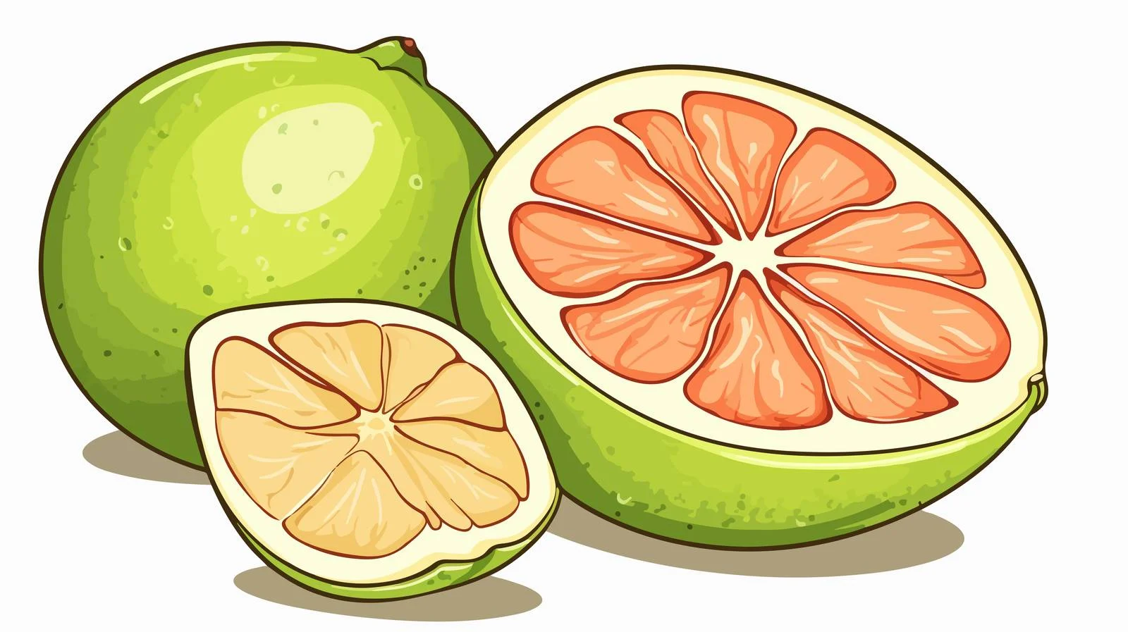 Freshly halved pomelo on white background — free download from Dotvec