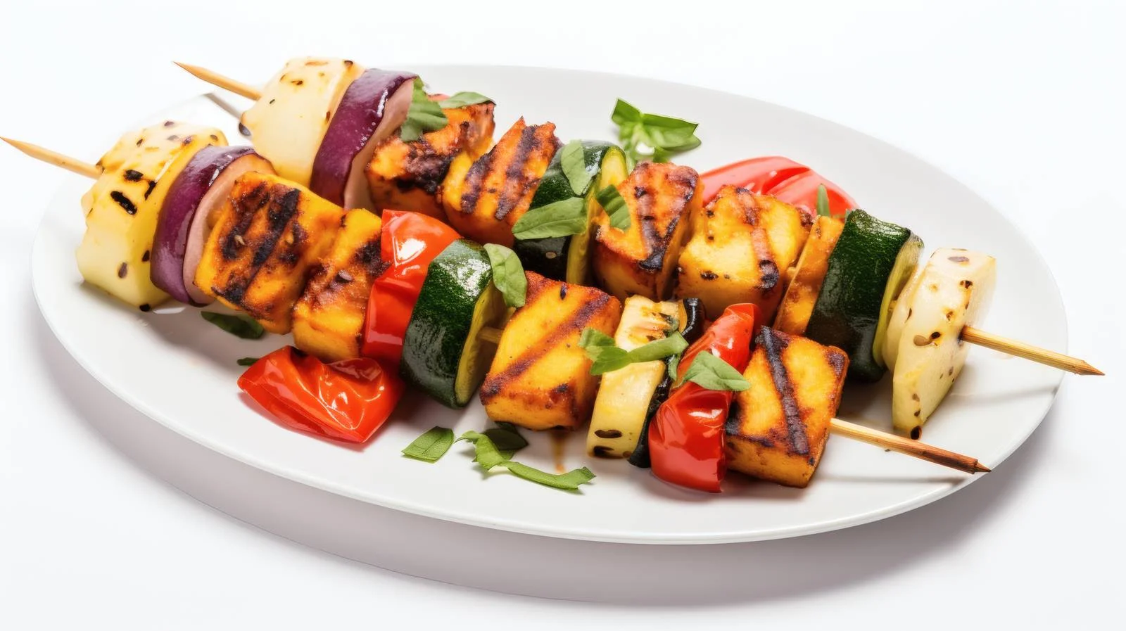 Grilled Halloumi Skewers with Vegetables Isola — free download from Dotvec