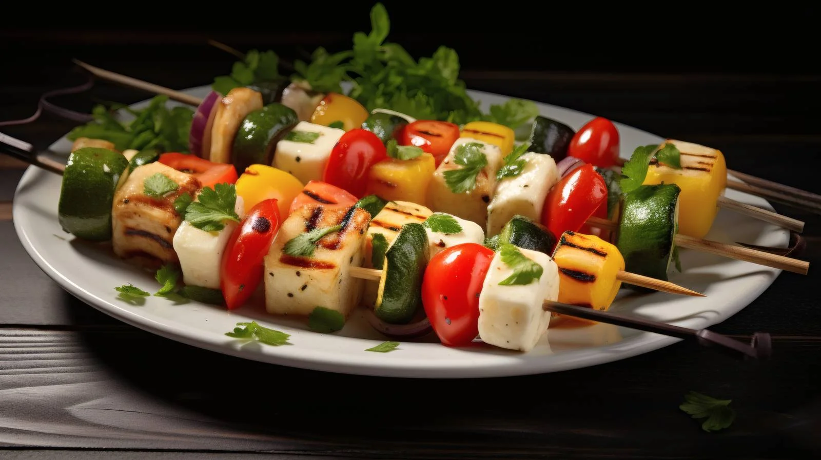 Grilled Skewers with Halloumi and Vegetables — free download from Dotvec