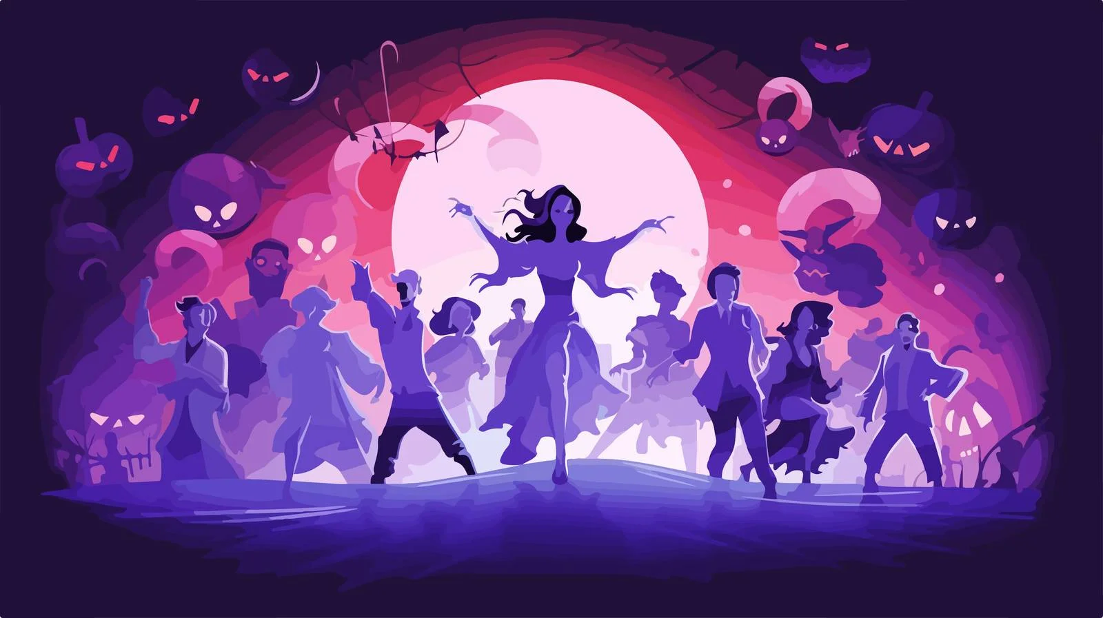 Spooky Halloween Characters Collage — free download from Dotvec