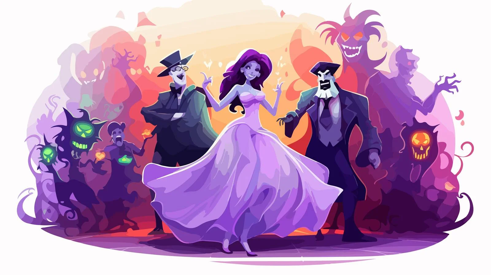 Spooky Halloween Characters Collage — free download from Dotvec