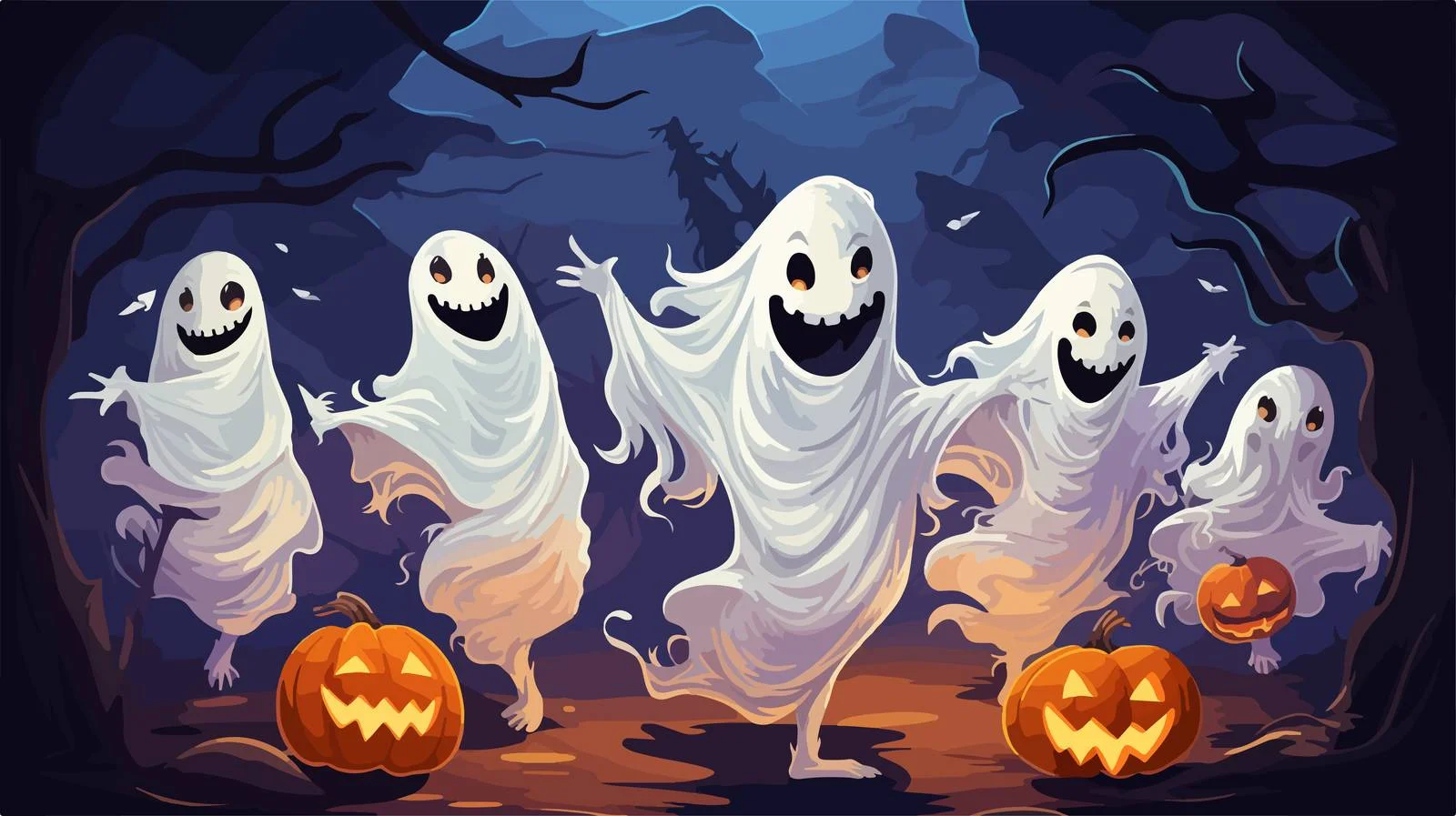 Spooky Ghosts Join Halloween Festivities — free download from Dotvec