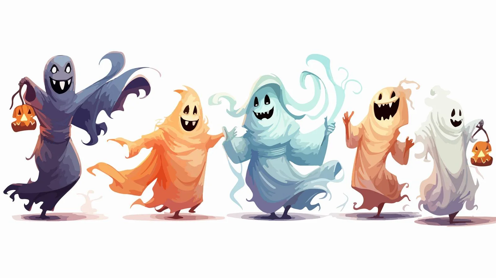 Enchanted Halloween Ghosts Joining Festivities — free download from Dotvec