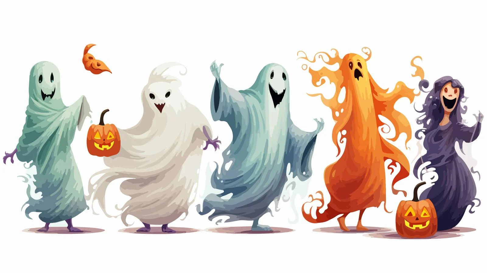 Spooky Halloween Ghosts Joining Festivities — free download from Dotvec