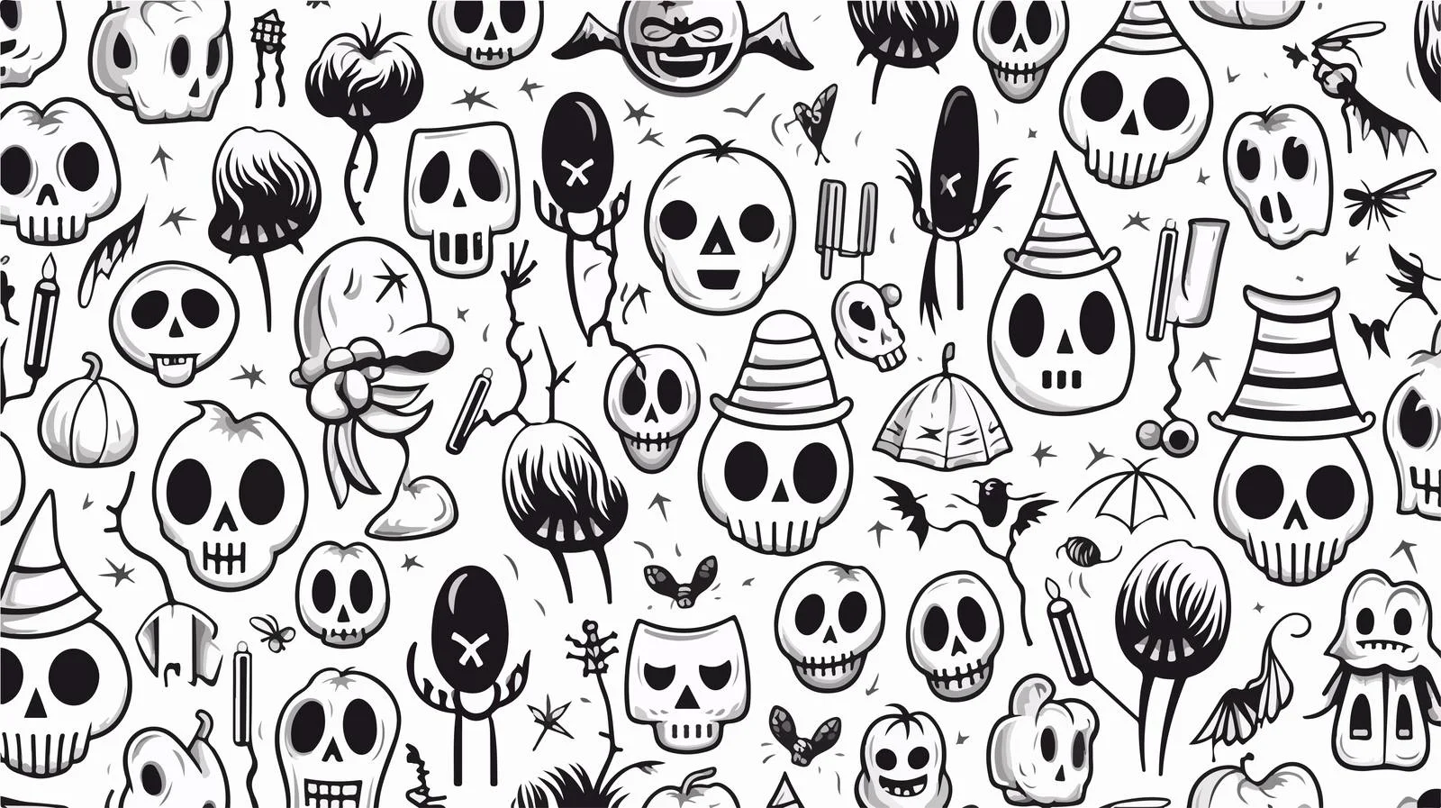 Monochrome Halloween Seamless Pattern with All — free download from Dotvec