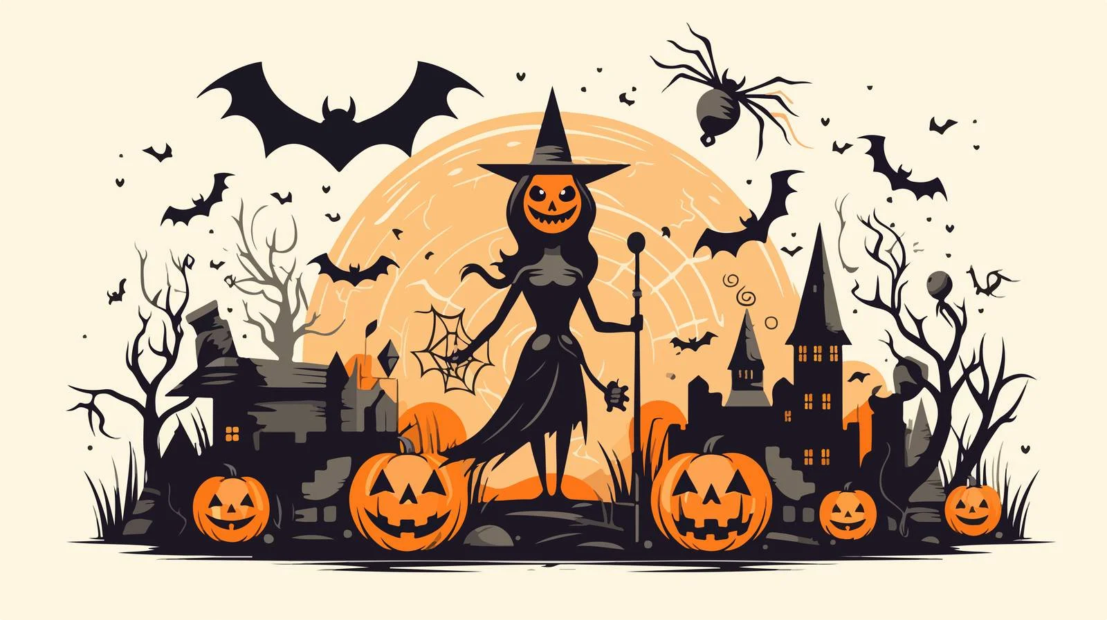 Festive Trick-or-Treat Postcard Design — free download from Dotvec