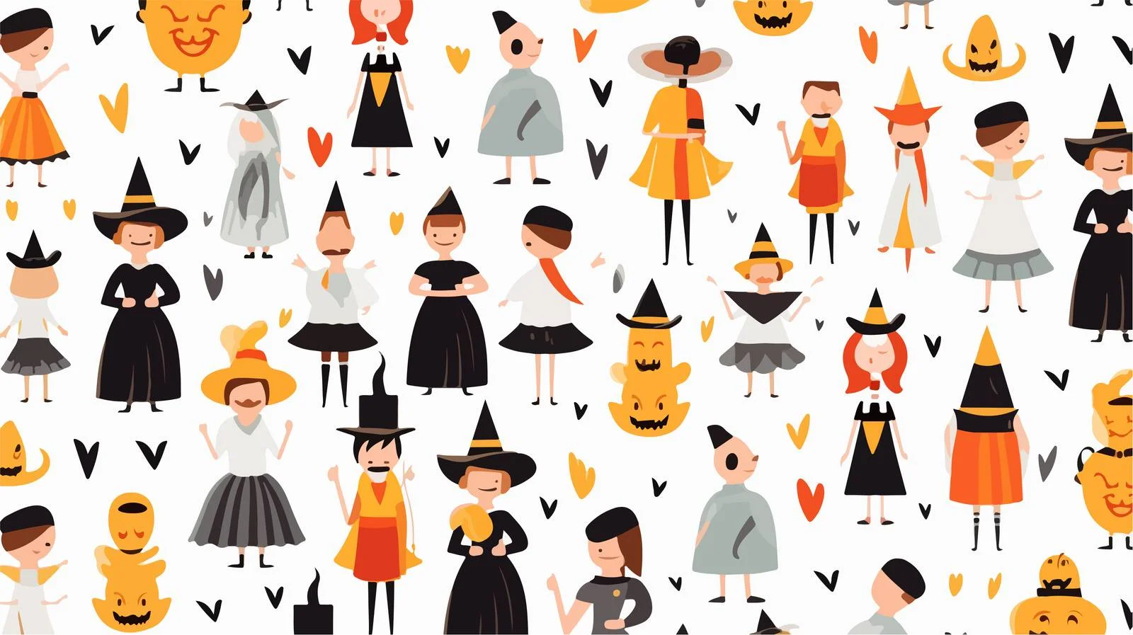 Spooky Flat Halloween Characters Seamless Design — free download from Dotvec