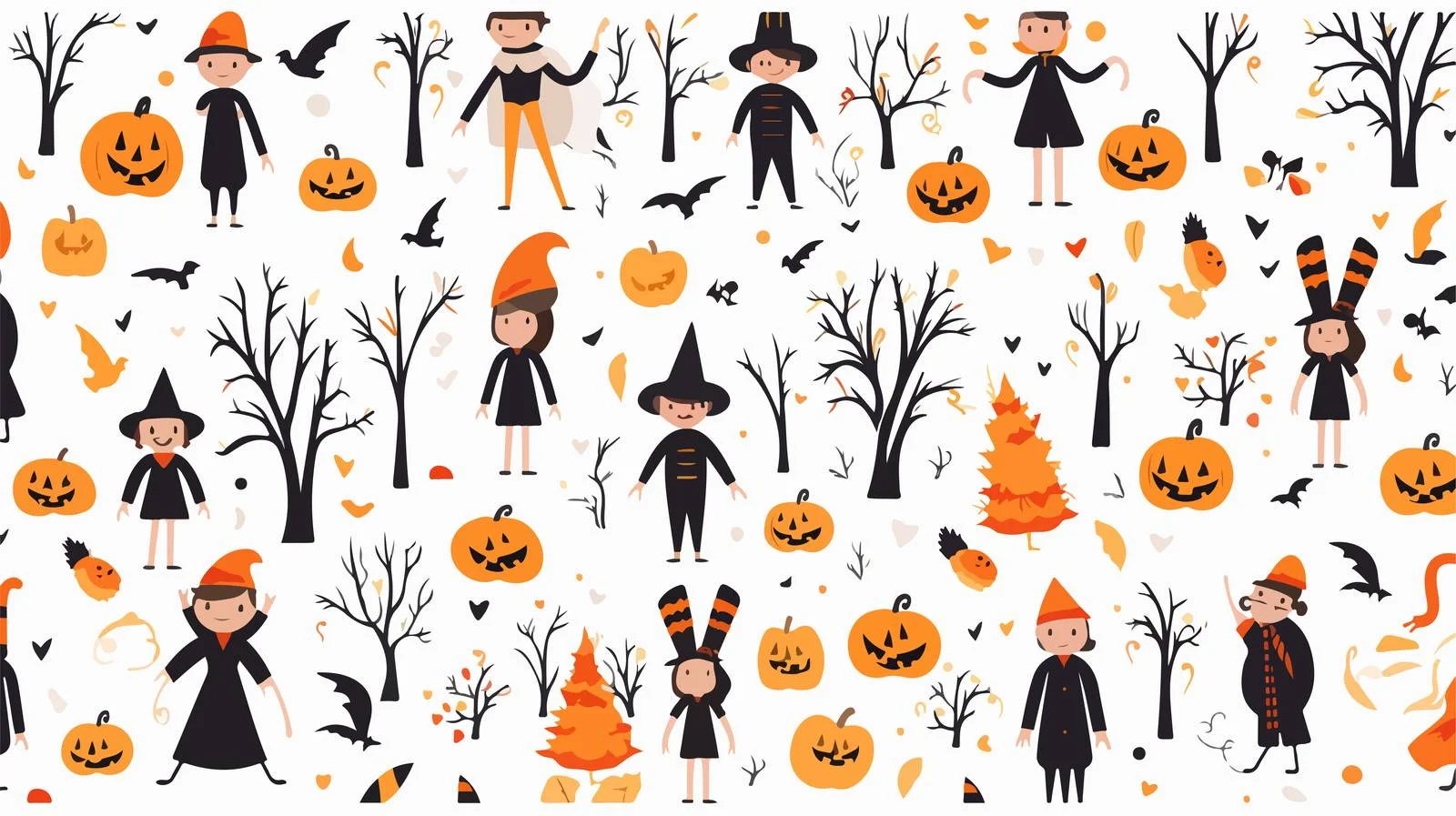 Vibrant Halloween Characters Seamless Pattern Design — free download from Dotvec