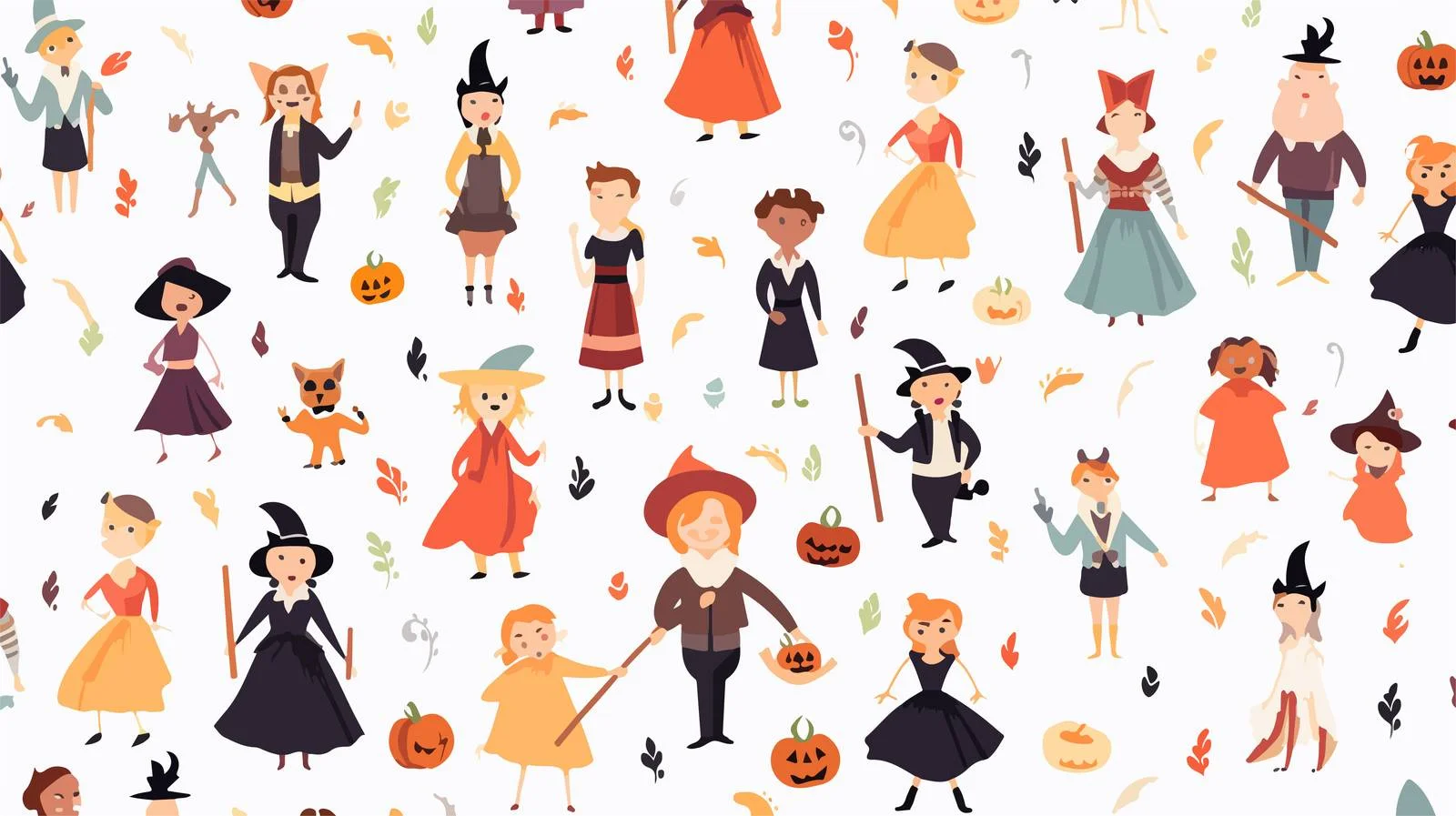Spooky Halloween Characters Seamless Pattern Design — free download from Dotvec