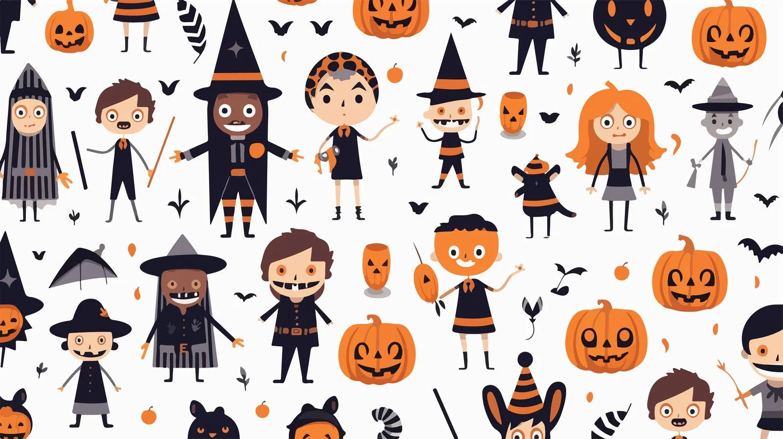 Whimsical Halloween Characters Seamless Design — free download from Dotvec